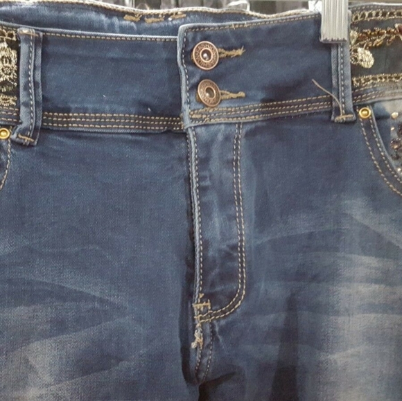 Italian fade skiny jean bead embroidery waist cuff - Picture 4 of 10